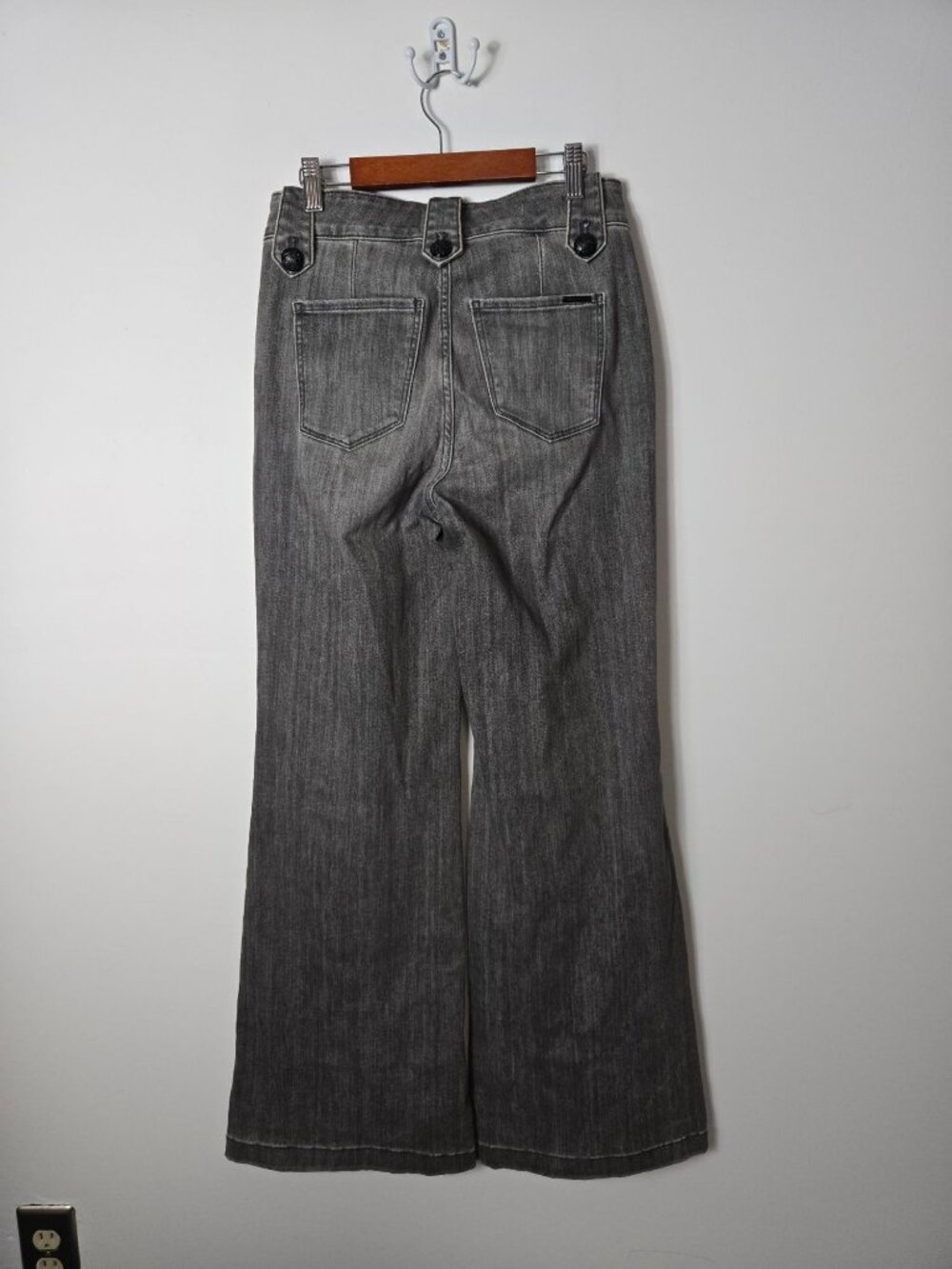 WHBM Size 2 Mariner Wide-Leg High-Rise  Jean's Faded Gray Wash Denim - Picture 3 of 14